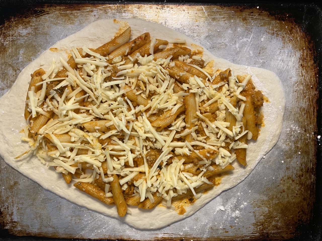 2C7684D6 7CF1 438A AFC9 BD3FE4F15B4C - Mind-Blowing Loaded Penne Vodka Pizza with Smoked Gouda