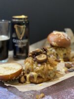 B6372C64 0072 4A60 92EF 8064EC4A4B56 150x200 - Guinness Blue Cheese Burgers with Guinness Cheddar & Caramelized Onions & Mushrooms
