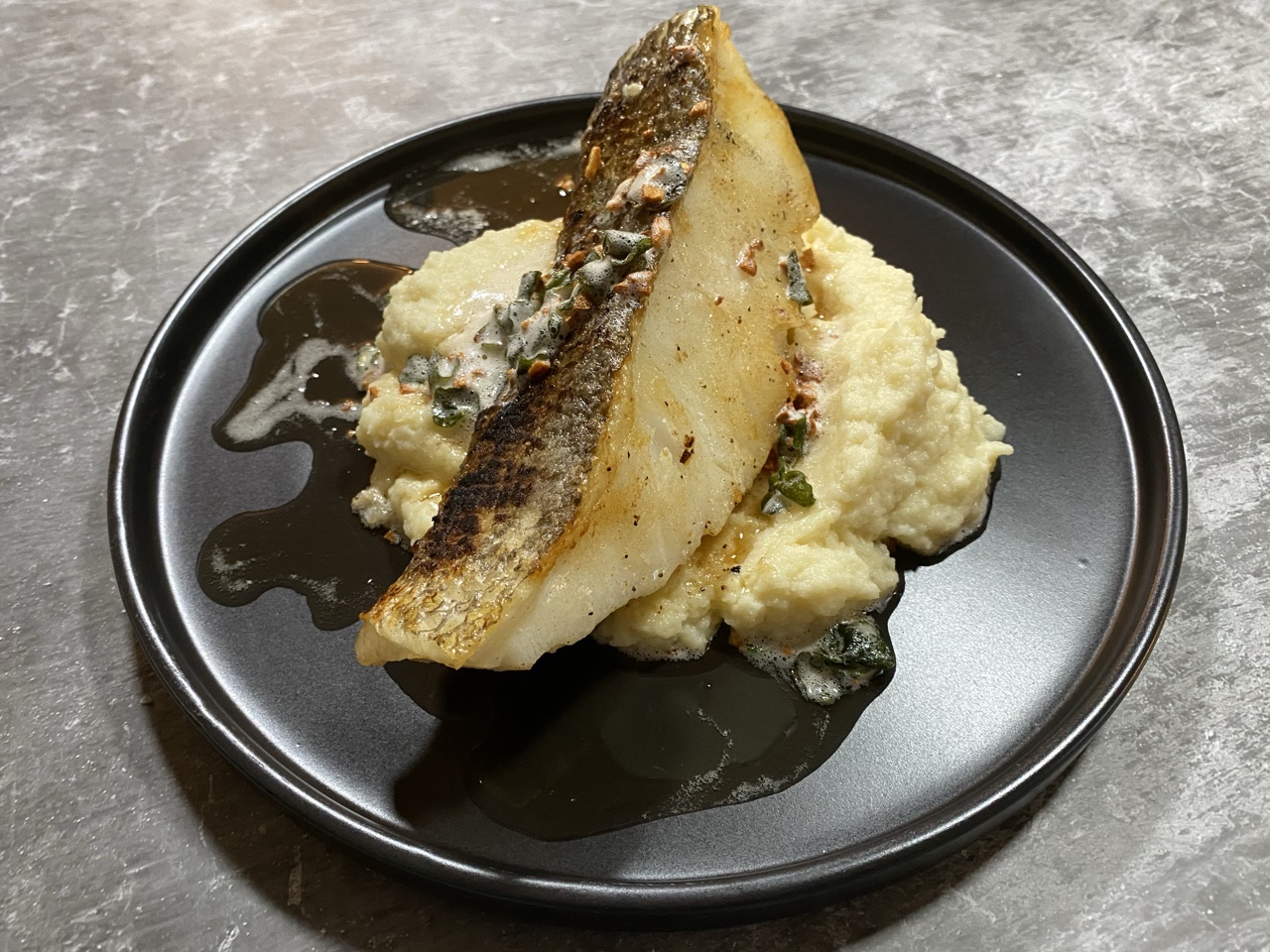 D8ACB1E0 4016 4279 9BC8 86B7C5A75EFC - Crispy Sea Bass with Cauliflower, Parsnip Purée & Oregano Brown Butter