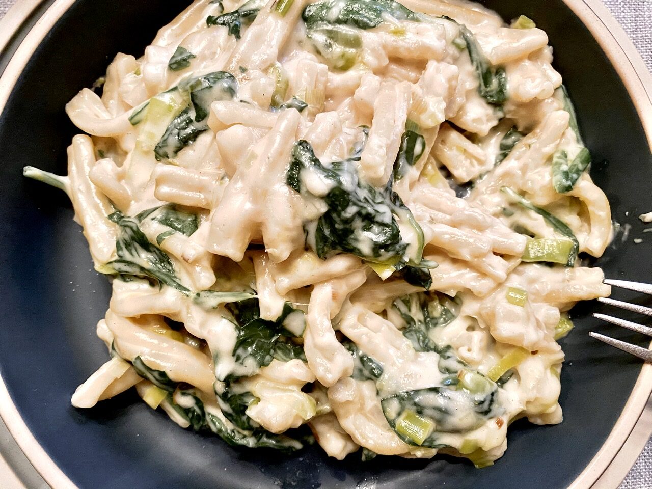 F4A59078 C0B4 4E74 976D 37CD0CCBAB94 e1599503454944 - Meatless Monday Lemony White Cheddar Pasta with Leeks & Spinach