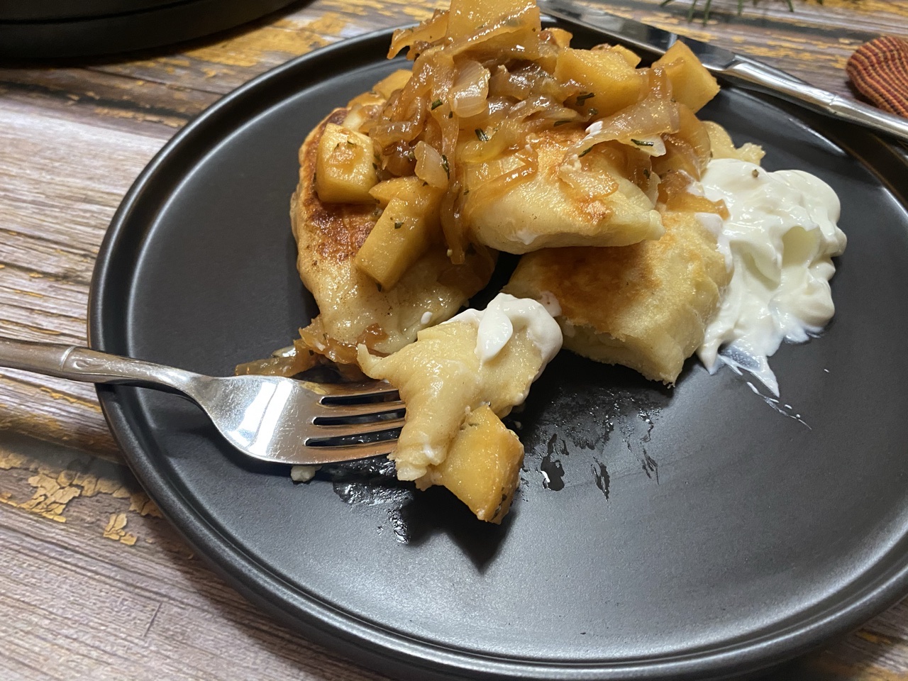 2B70B370 748F 44E8 B752 DC1B6FA6B9CE - Three Cheese Pierogies with Cider Caramelized Onions & Apples