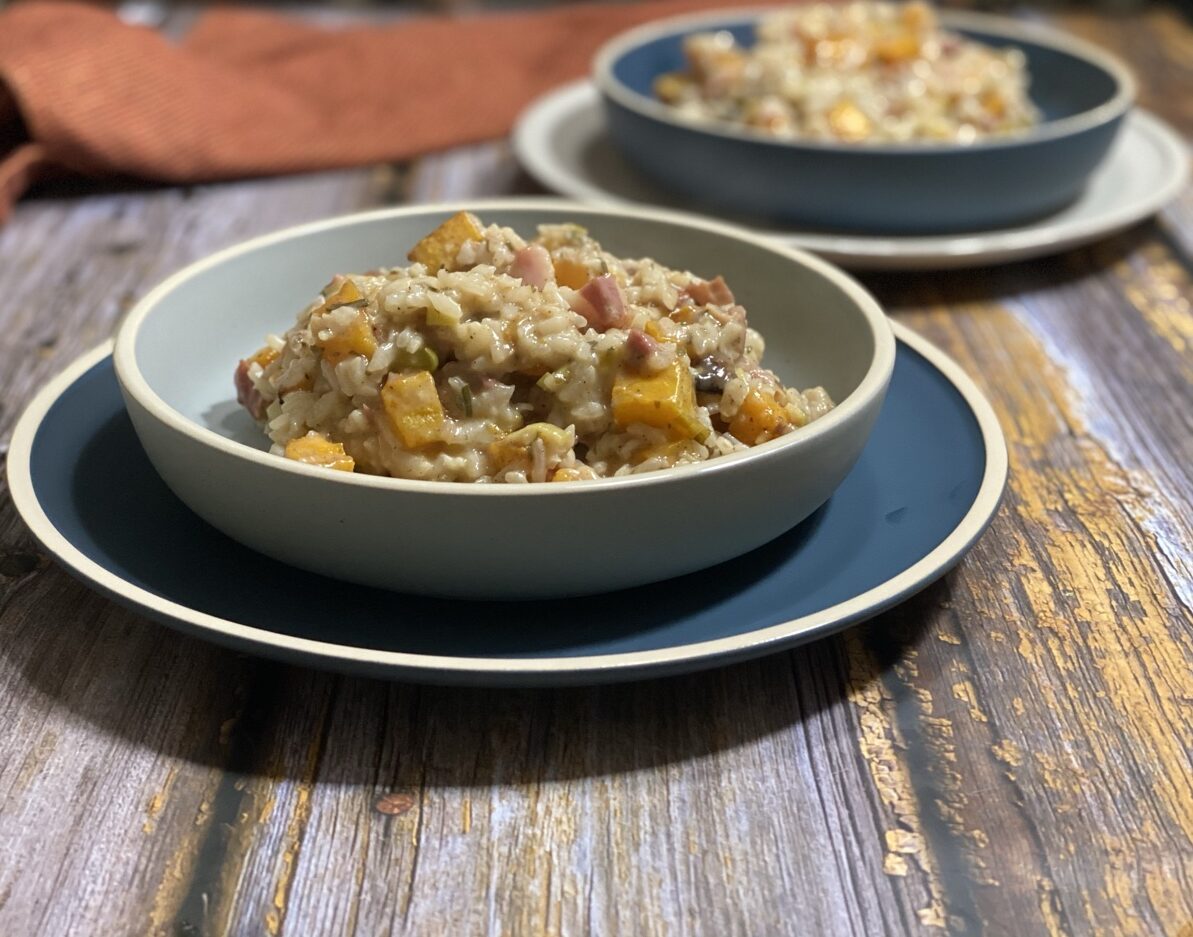 A5C2F9DA C22D 4B8E A561 862C8E8E7121 e1602527836722 - Oven Roasted Squash Risotto with Pancetta