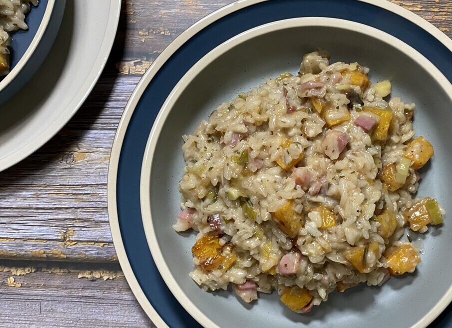 B612AE94 DF86 43A5 87CB 218CC77E4284 e1602527998148 - Oven Roasted Squash Risotto with Pancetta