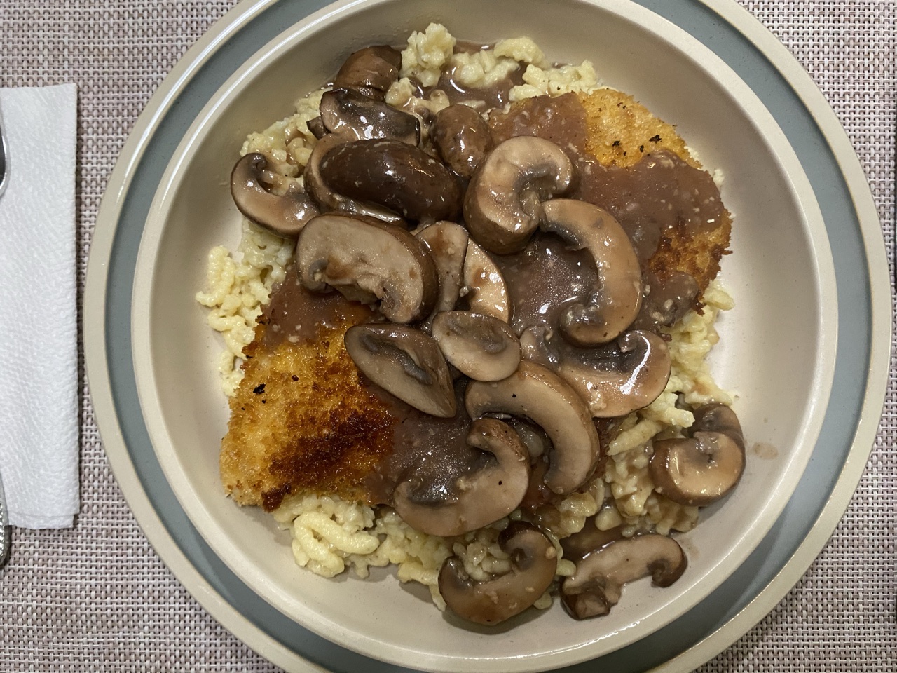 E49E666B 9285 48ED 8C56 2D4AF048A1FE - Chicken Schnitzel & Spaetzle with Mushroom Gravy