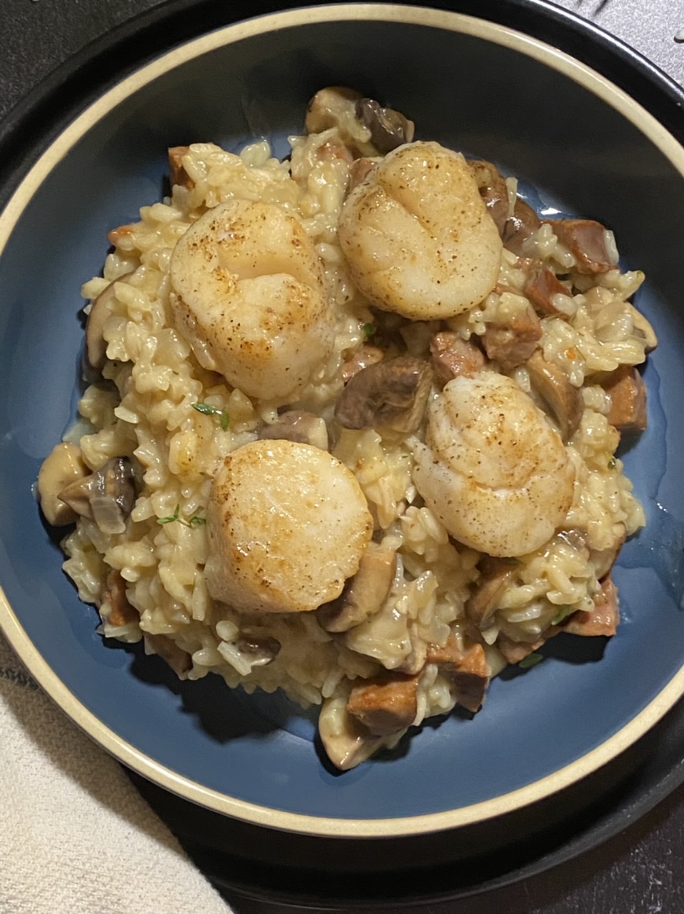 7E71355B D0D0 4906 B415 62CE4A2530B2 - Scallop & Chorizo Risotto with Mushrooms