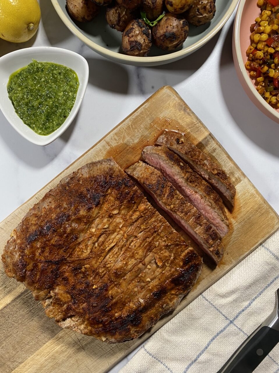 80F05A51 EAC0 4AE0 A683 4A2502324981 e1606682436188 - Chimichurri Flank Steak with Spanish Potatoes & Mexican Corn Salad