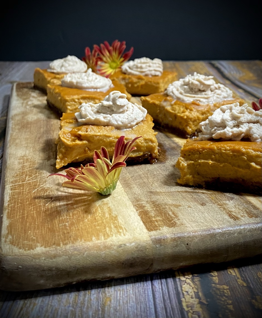 F04E5F5B 191F 49A1 AC94 E2C28950193F - Downsized Pumpkin Cheesecake on a Gingerbread Crust with Chai Whipped Cream