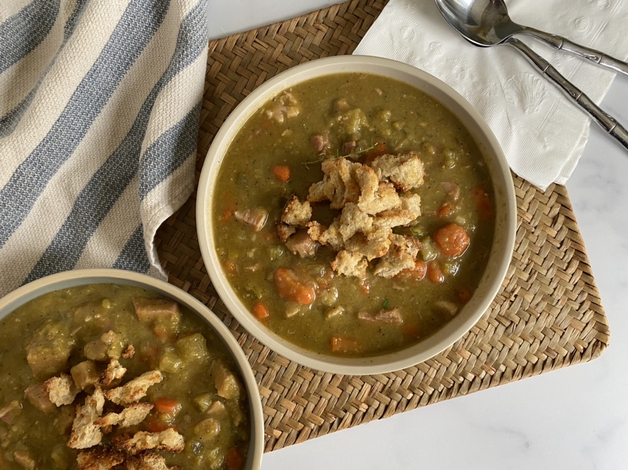 54CA60D8 8812 478B 9B4D 77CD60AB8955 - The BEST Split Pea Soup with Homemade Croutons