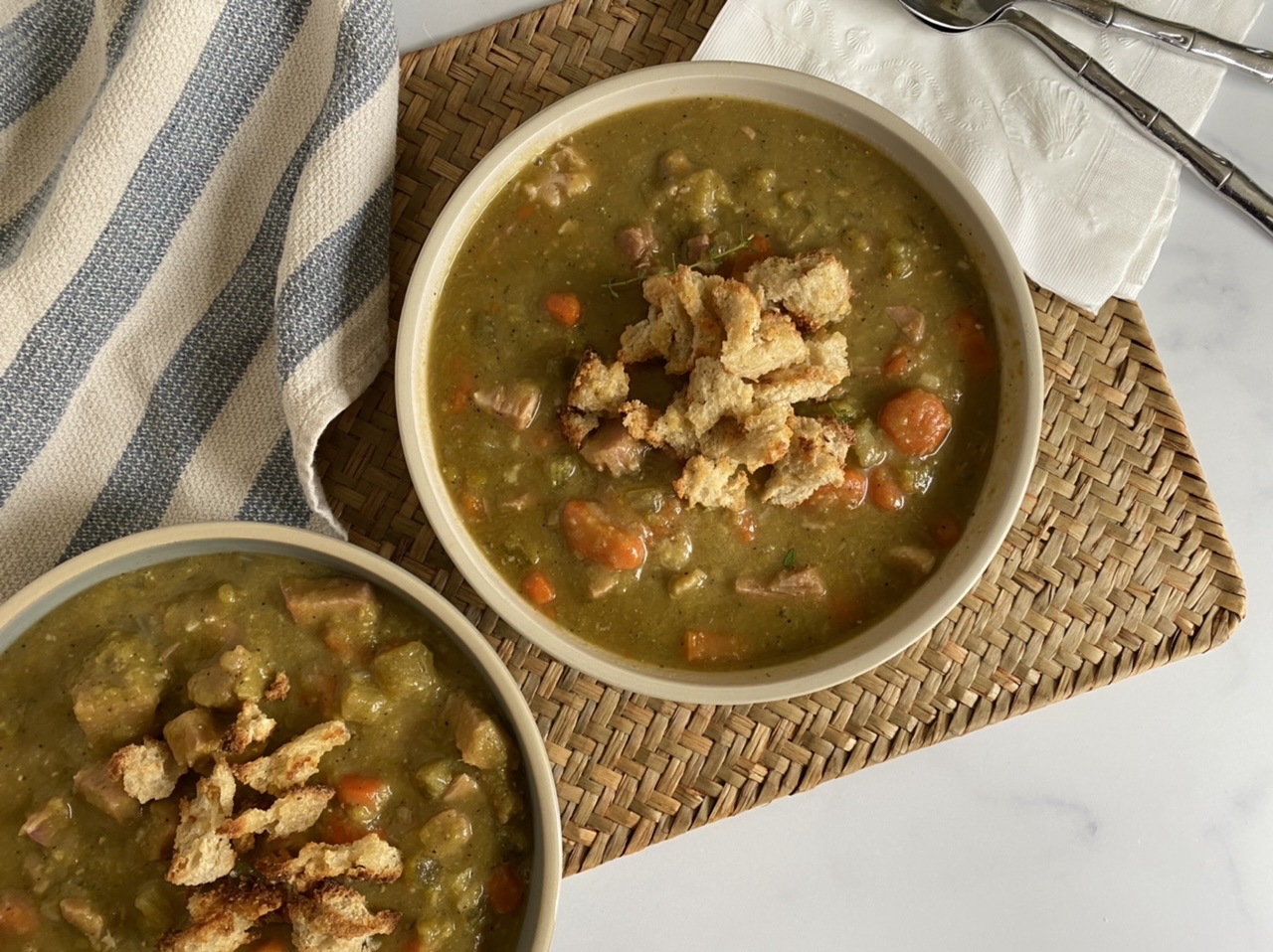 AEC7F1D8 8441 4A30 B4CF FDF97813BDDF - The BEST Split Pea Soup with Homemade Croutons
