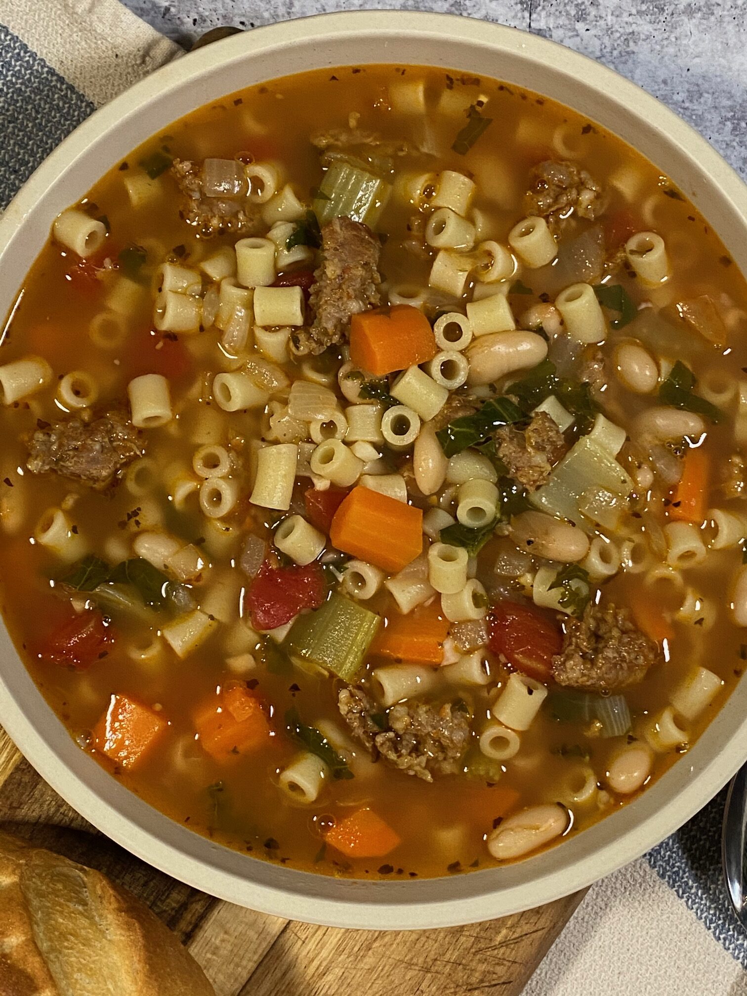 IMG 4558 rotated - Hot Italian Sausage Pasta Fagioli