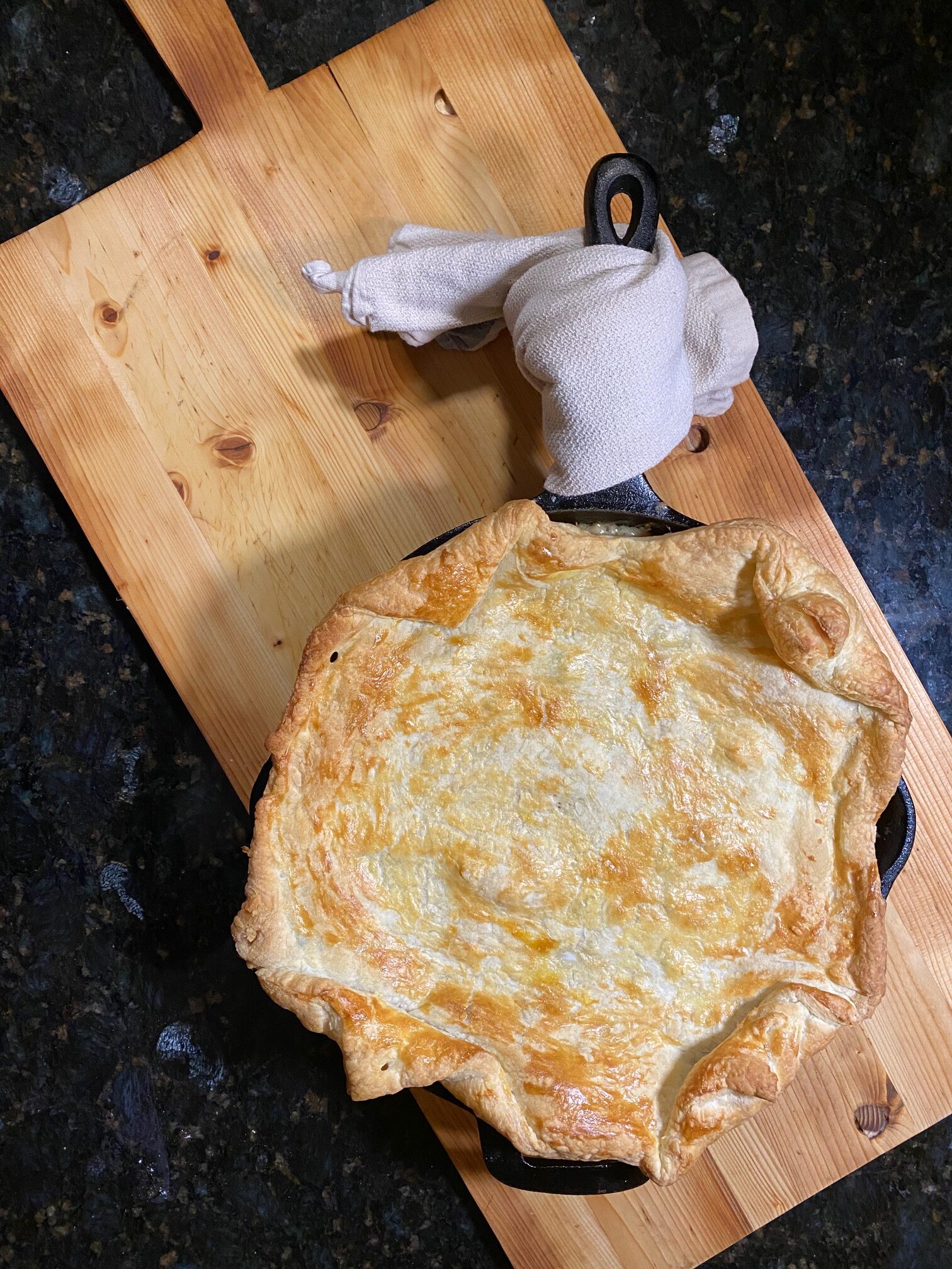 IMG 4624 rotated - One Pot Rotisserie Chicken Pot Pie with Puff Pastry