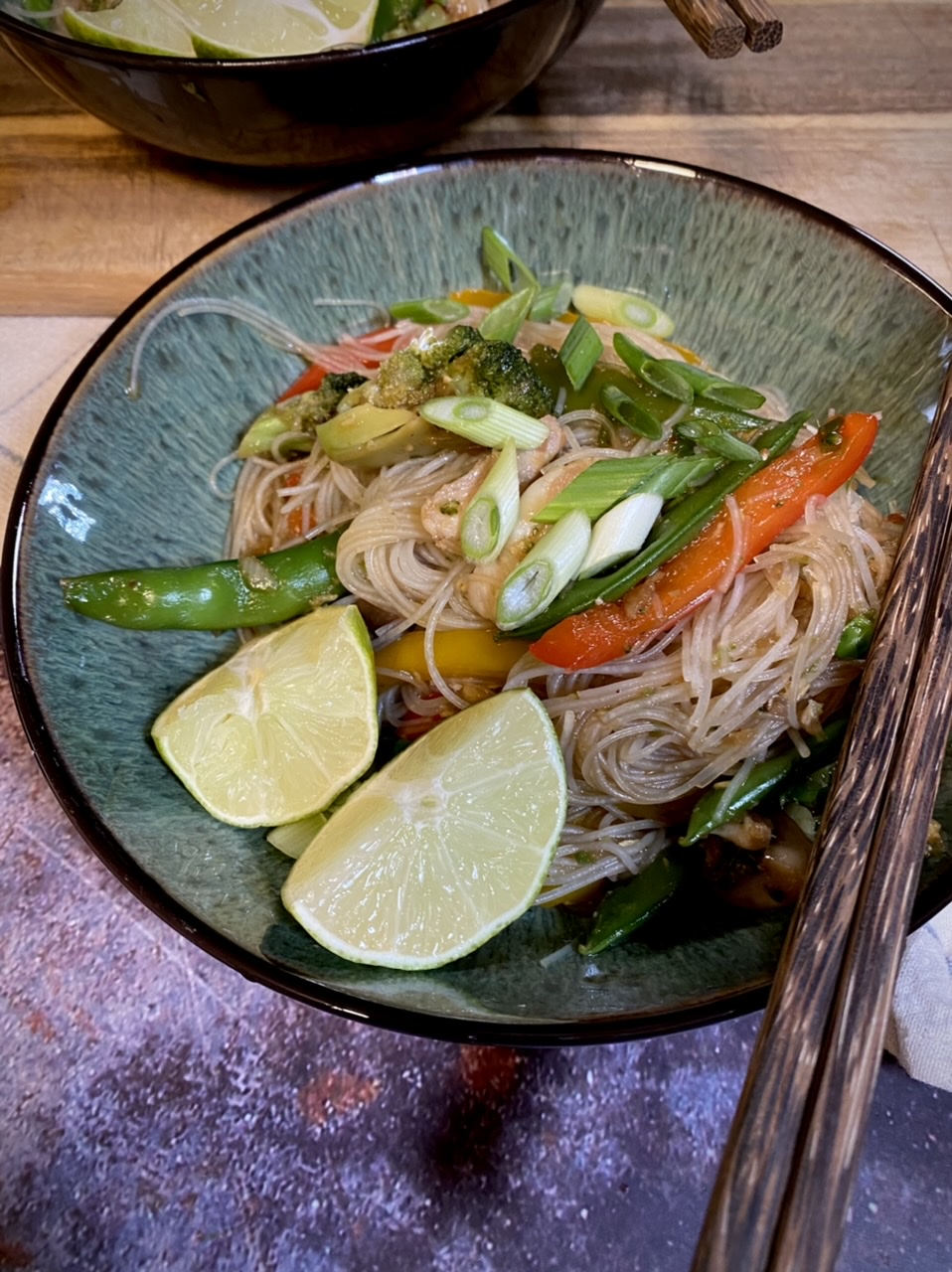 5E2F5DF5 B4A3 4604 A586 455A78177F80 - Saucy Ginger Chili Chicken Stir Fry with Rice Noodles