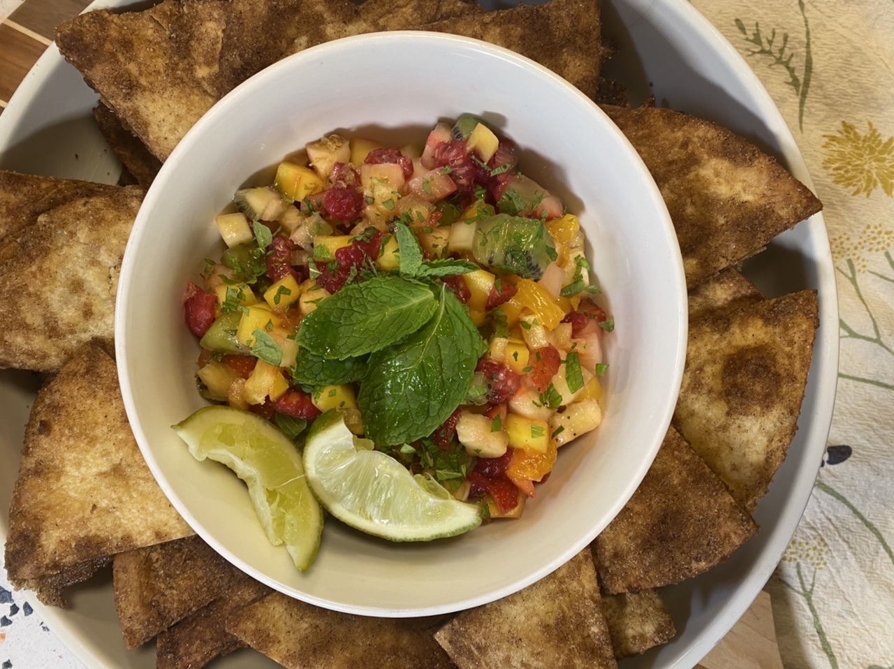 68A21987 F7C5 4997 A8AD AEEAACA617E6 - Zesty Tropical Fruit Salad “Pico de Gallo” with Cinnamon Sugar Tortilla Chips