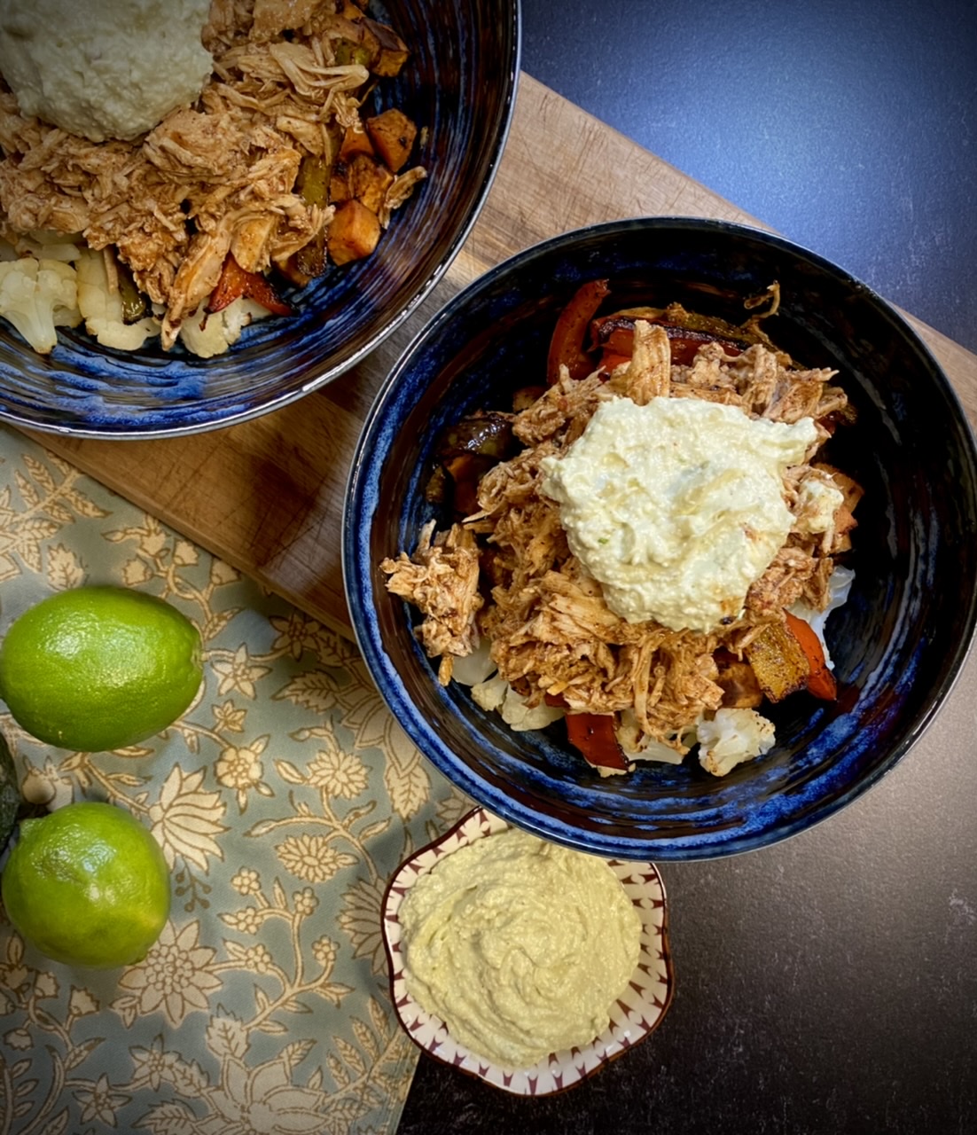 A76294AE D5C4 4BE6 A459 5E5E2CE76E23 - Healthy Slow Cooker Chicken Enchilada Bowls with Avocado Cotija Dressing