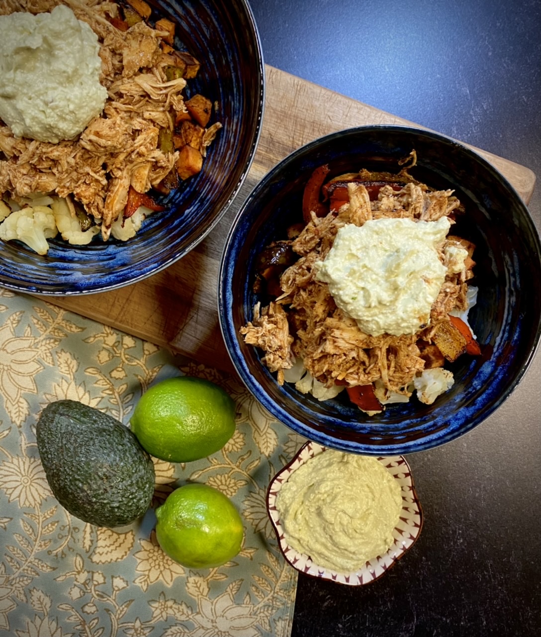 BF582D57 E645 4AEA B059 E7CC71E0B604 - Healthy Slow Cooker Chicken Enchilada Bowls with Avocado Cotija Dressing