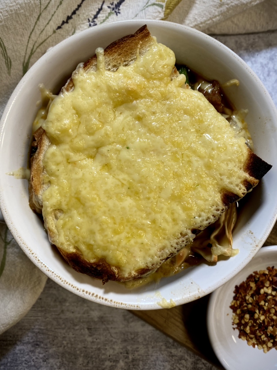 F616E2D1 1572 413A 8231 CA0112E1E47E - French Onion Soup with Tortellini, Hot Italian Sausage, & Kale