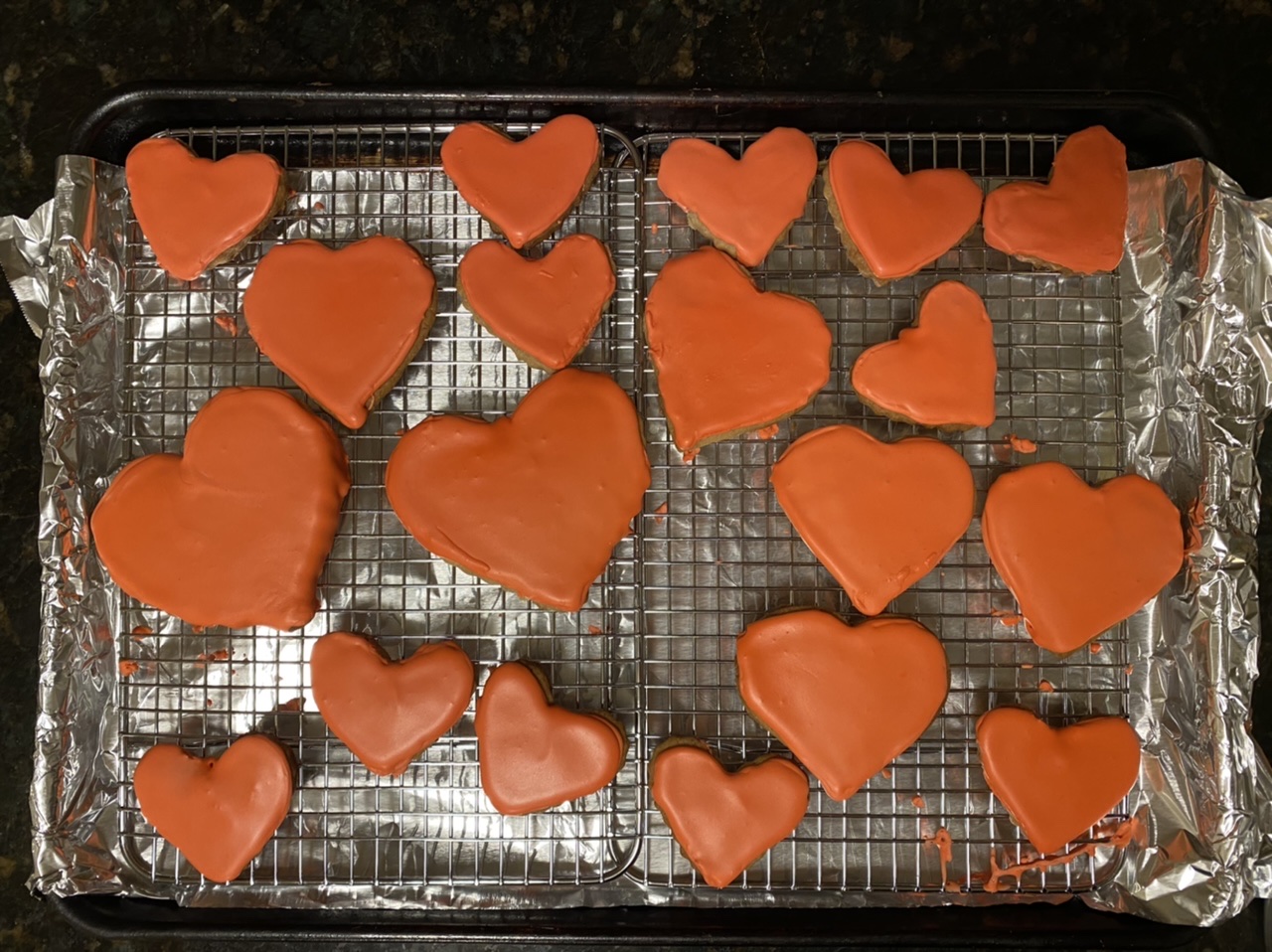 6B00B3DC 0F3E 44B4 8182 EFC6274AD0A9 - Amaretto Sugar Heart Cookies with Black Cherry Icing