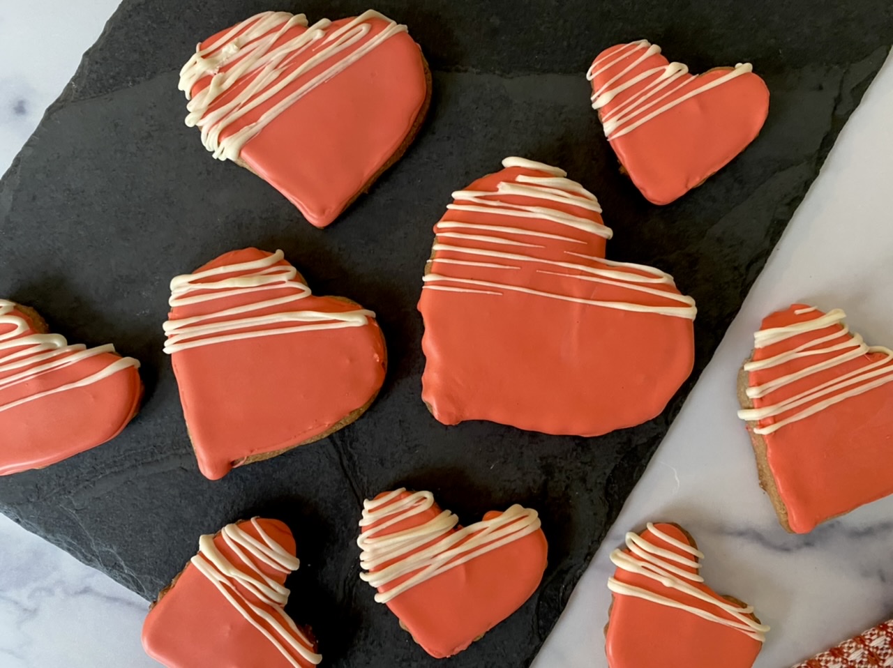 Valentine’s Day pink cookies with white chocolate drizzle