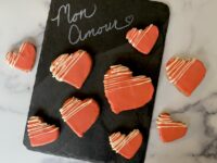 Valentine’s Day pink cookies with white chocolate drizzle