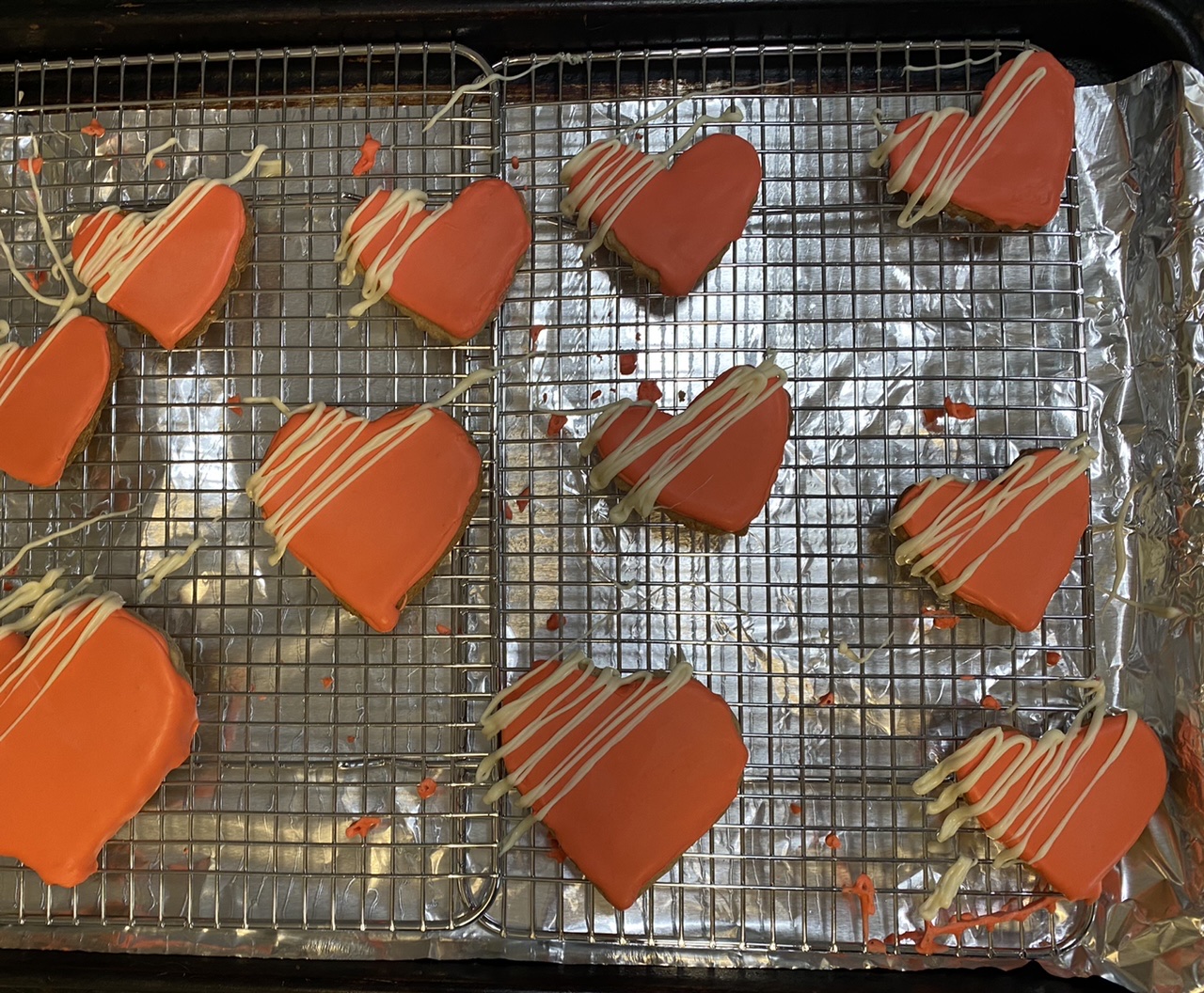 9F70FD79 503F 41AD B5FF 21A4F2DD3494 - Amaretto Sugar Heart Cookies with Black Cherry Icing