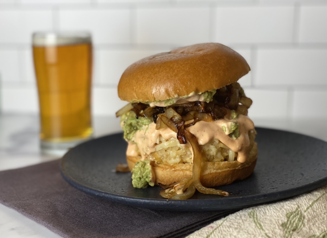 A4741C91 E391 46EB 9FF8 BEDDDF121804 - Smashed Avocado White Bean Burgers with Caramelized Onions