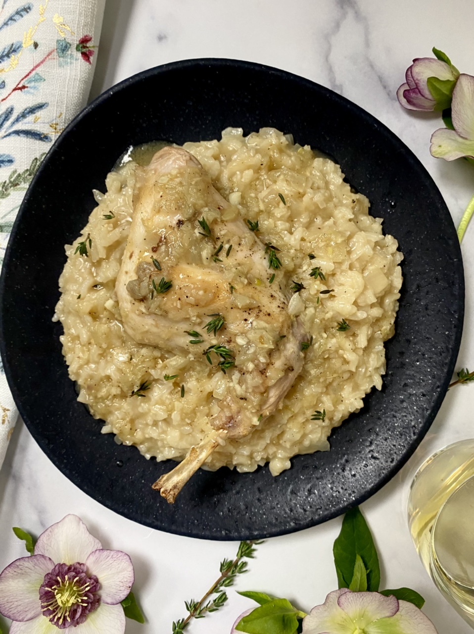 Roasted Leg of Rabbit & Risotto with Pan Sauce - the Old Woman and the Sea