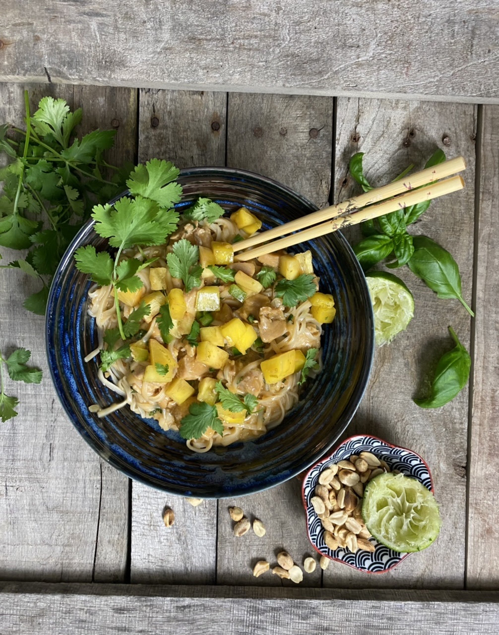 D41F9A01 8787 4B5E A170 50F9D450D9B5 - Thai Peanut Chicken Rice Noodles with Spicy Mango Salsa