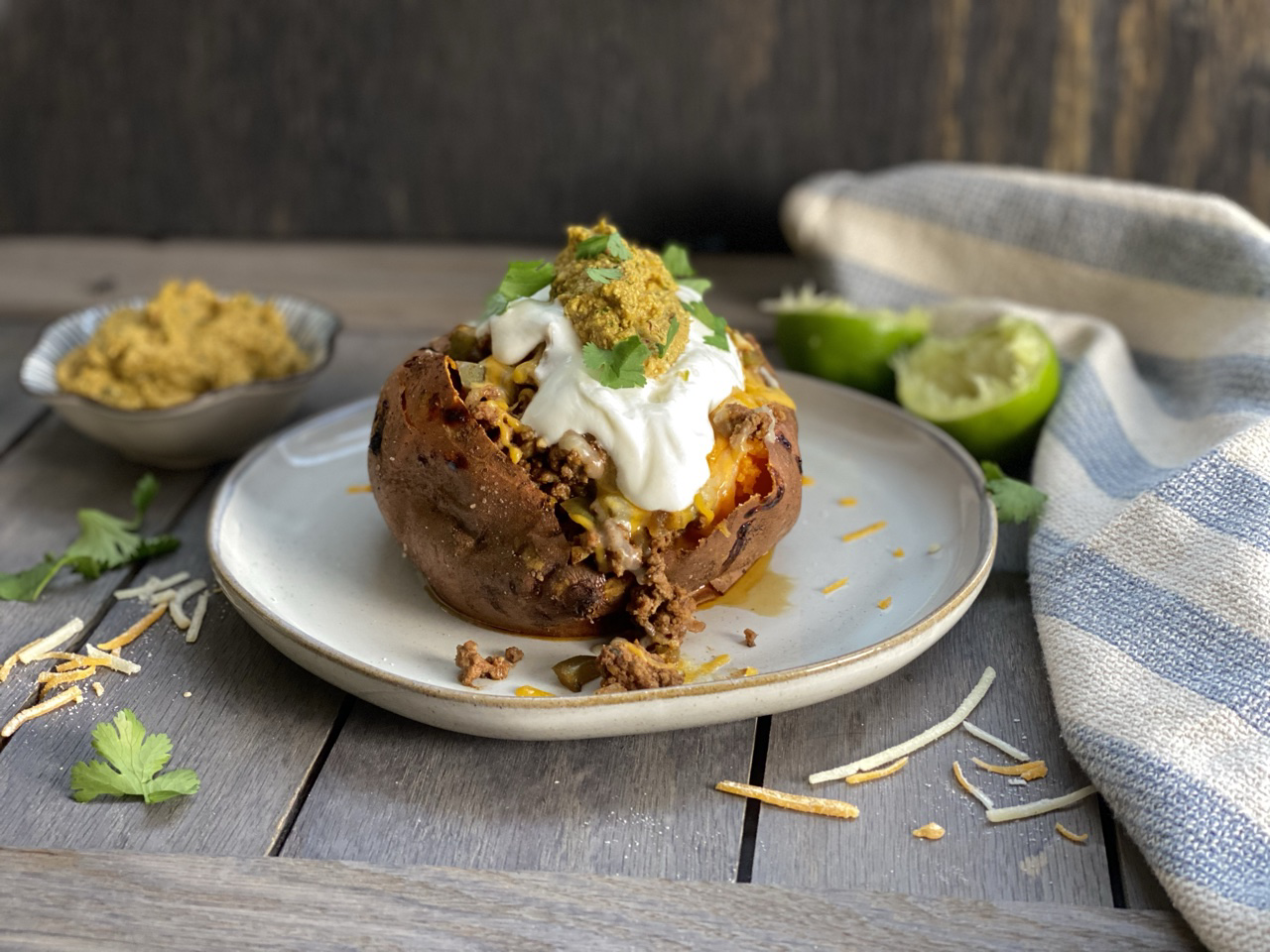 F29B715F 48E6 4FBC 8ED3 E4F253469DB5 - Taco Stuffed Sweet Potatoes with Spicy Avocado Crema