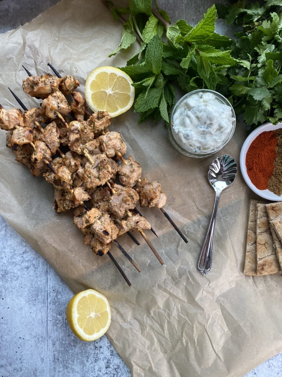 CA3A8E94 03F1 49A1 B130 D40B9D086110 e1621617018938 - Greek Yogurt Marinated Chicken Skewers