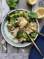 0E7B4395 172C 483A B23F FA563E60C0FD e1622650877596 150x200 - Browned Butter Pappardelle Chicken with Pancetta & Roast Broccoli on Herbed Whipped Ricotta
