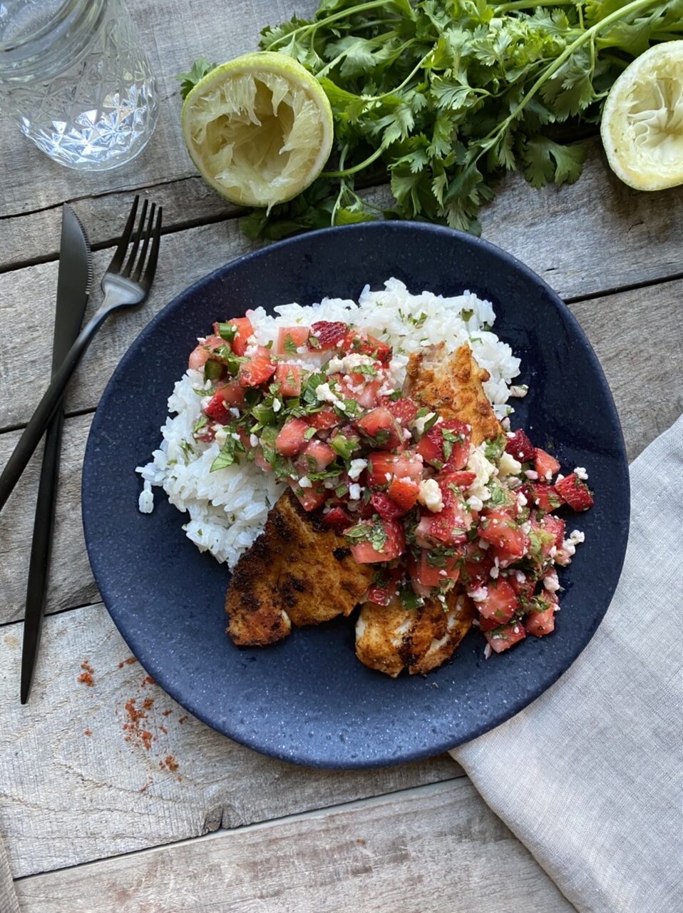 8B56D525 D65E 463E A684 BAA8DC3C7E10 e1623774800862 - Citrusy Pan-Seared Tilapia with Strawberry Salsa & Coconut Rice