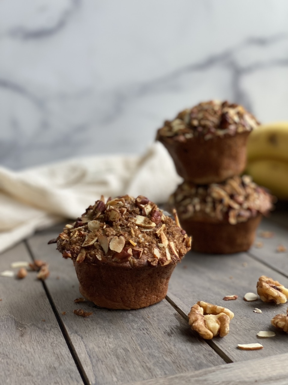 C05F5792 C815 430F 95C4 55AB54E3EC4A - Banana Nut Crunch Muffins with Cinnamon Nut Streusel