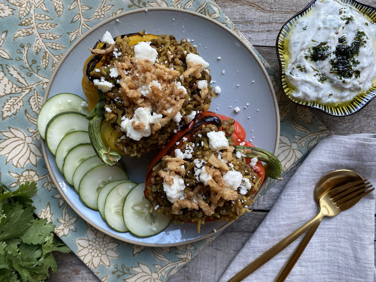 D7DA9055 C244 408B A67C E9A0C942C5C8 - Lebanese Mujadara Stuffed Peppers with Herbed Labneh