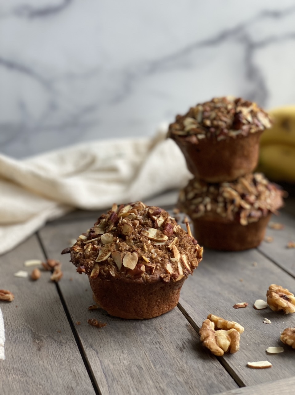 ED057042 6C7D 4240 95BE 9529E722DC27 - Banana Nut Crunch Muffins with Cinnamon Nut Streusel