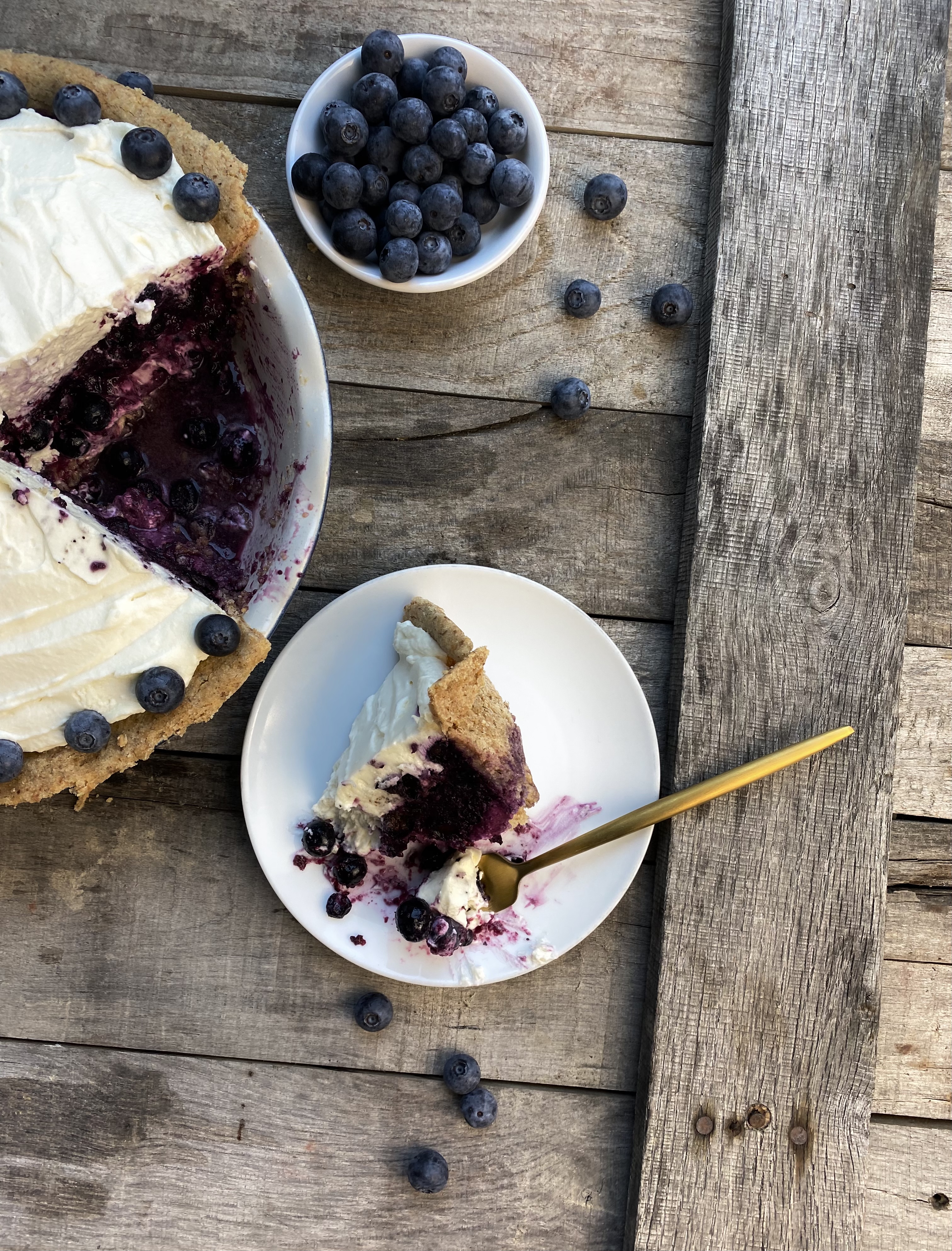 AD541B7C C281 4E72 854B F42E03B3B4DD - Blueberry Lime Pie with Honey Cream Cheese & Homemade Cool Whip in a Shortbread Crust