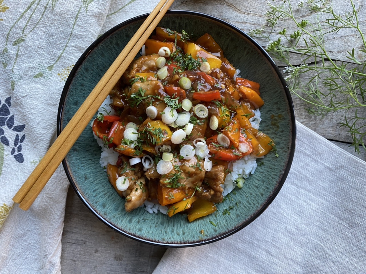 Spicy Orange Chicken with Sweet Peppers - the Old Woman and the Sea