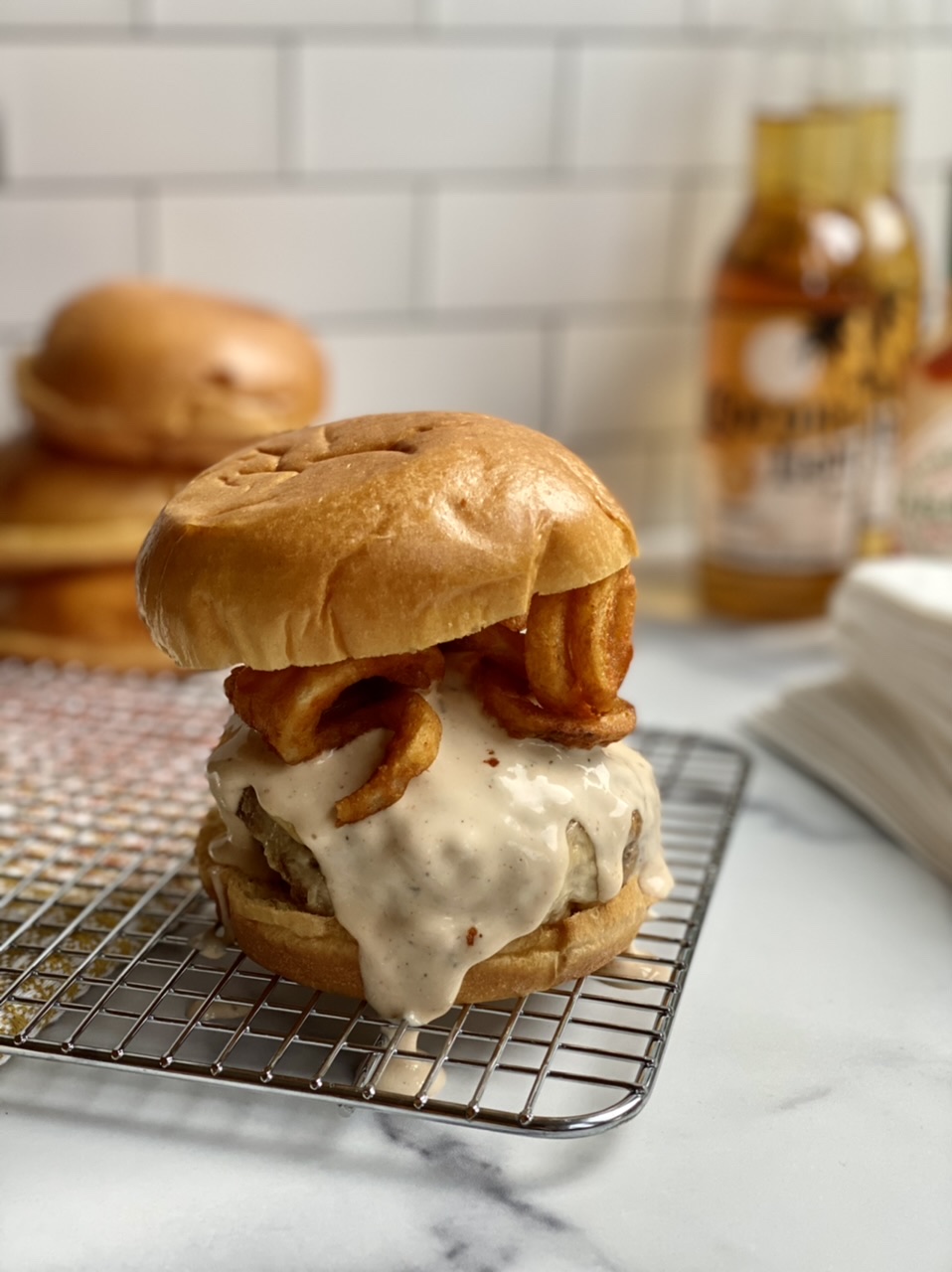 B5A2A29C 6DDE 419A AF8E 56835E5B6772 - Cajun Turkey Cheeseburgers topped with Seasoned Curly Fries