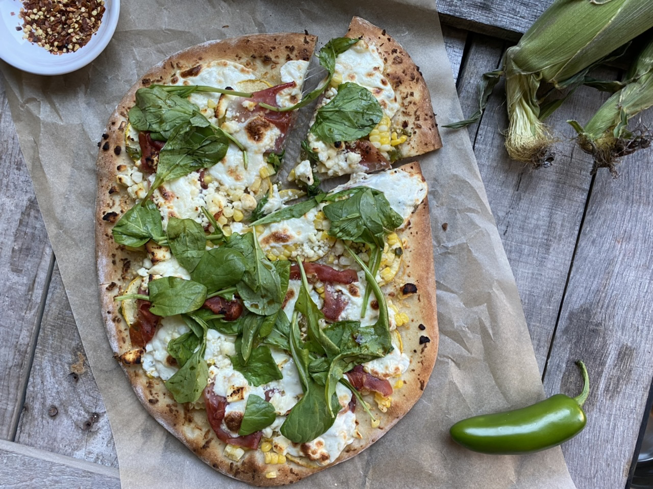 B8190B22 7731 4C3B 8D6B 6523EB8E068D - Loaded Summer Garden Pizza with Prosciutto, Mozzarella, & Feta