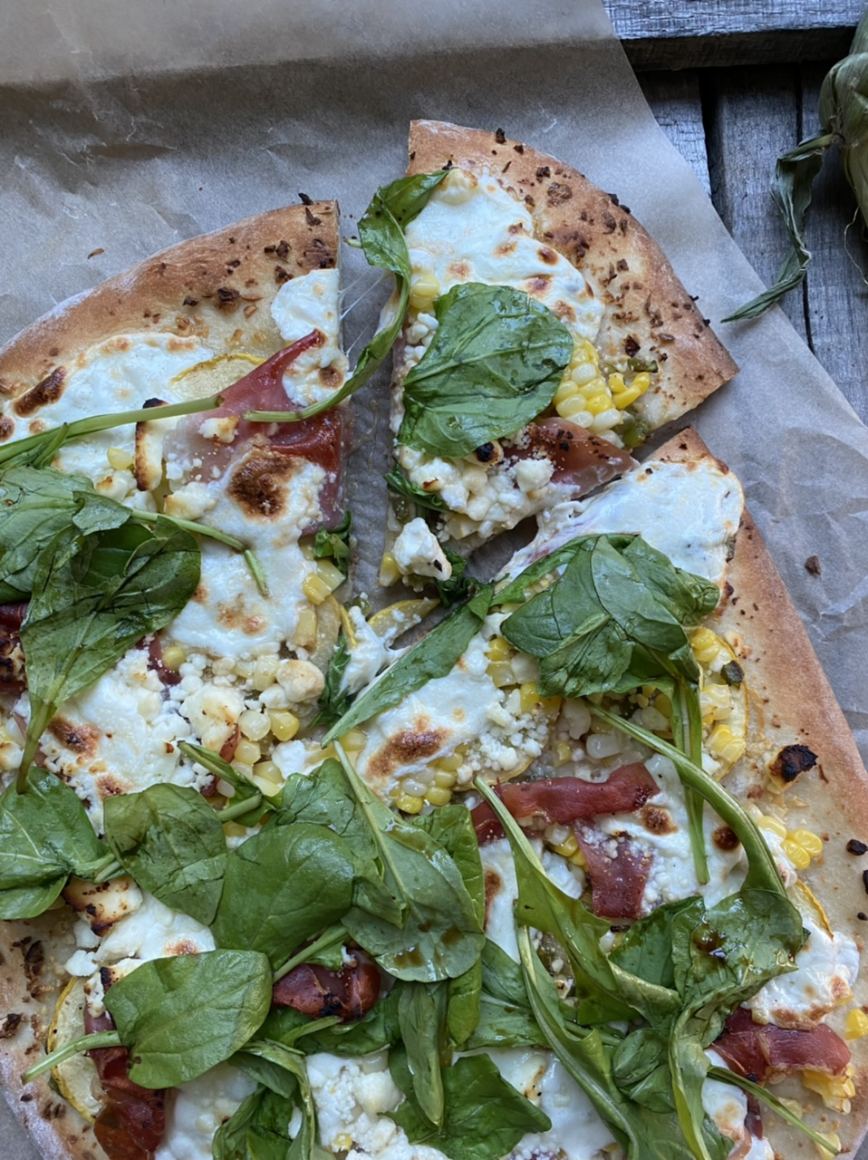 C4C7A390 8247 45DD 9BE6 6F7130BF07DE - Loaded Summer Garden Pizza with Prosciutto, Mozzarella, & Feta