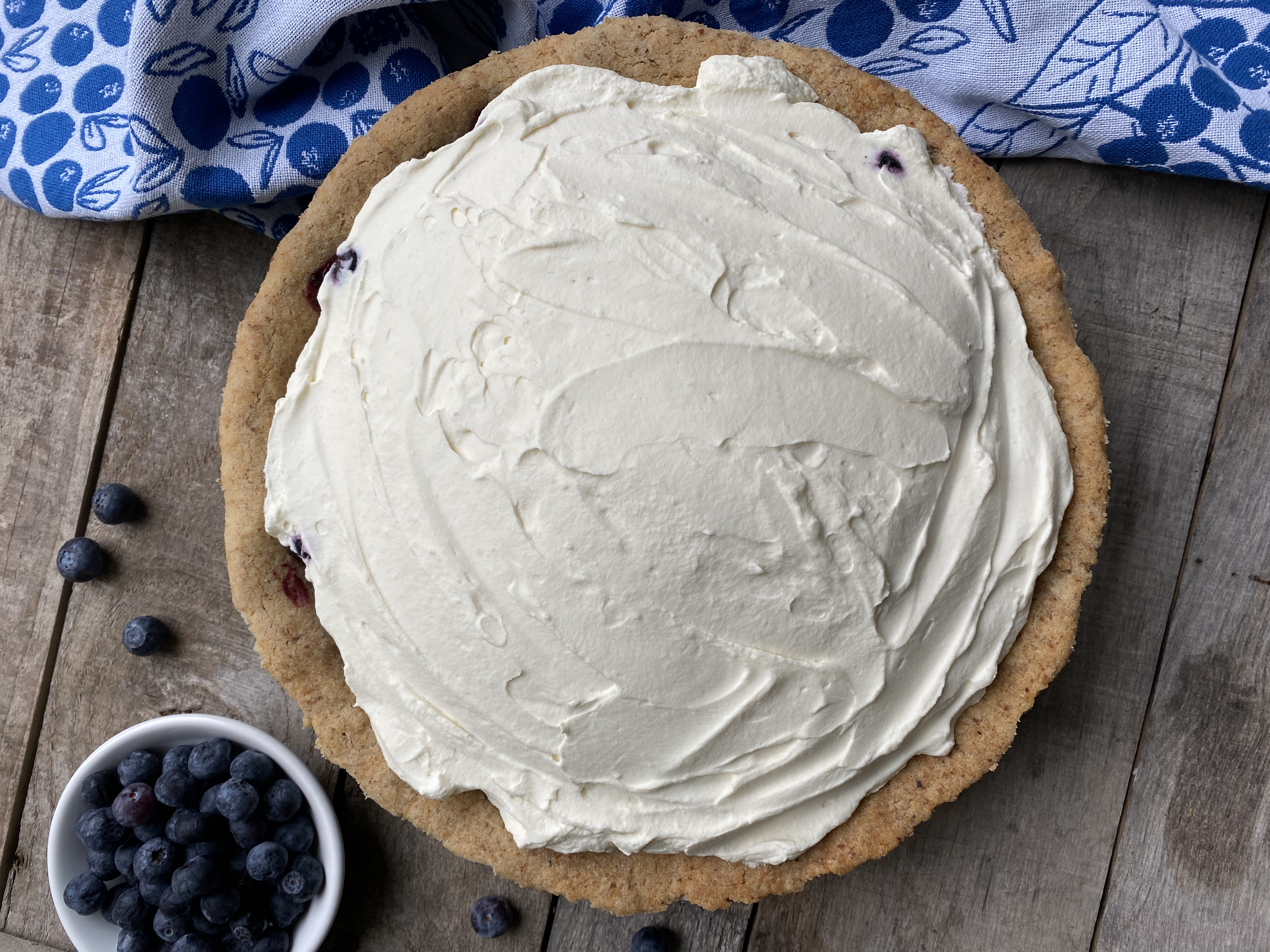 E03906B3 4DC1 4EDC 95FA 5DDEB47DEA8C - Blueberry Lime Pie with Honey Cream Cheese & Homemade Cool Whip in a Shortbread Crust