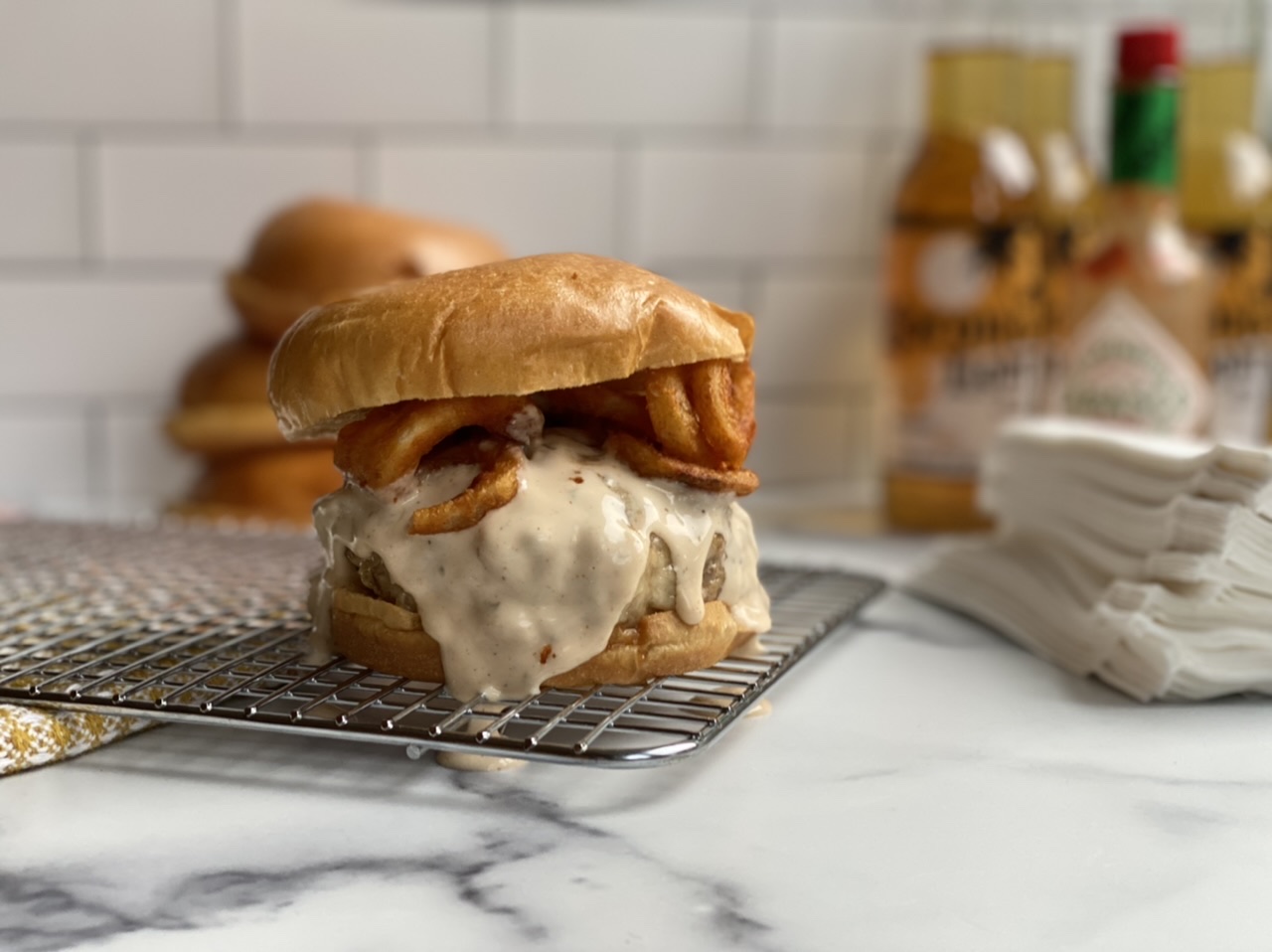 EAEF6531 9775 4AEE 91E7 47CBC3AF6481 - Cajun Turkey Cheeseburgers topped with Seasoned Curly Fries