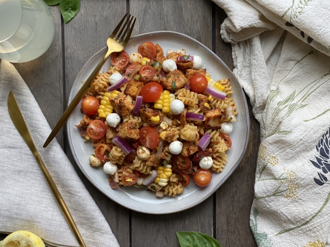 D507E9CC A49B 42E7 85E9 3539FF3B552C - Grilled Blackened Chicken Antipasti Pasta Salad with a Sun-dried Tomato Vinaigrette